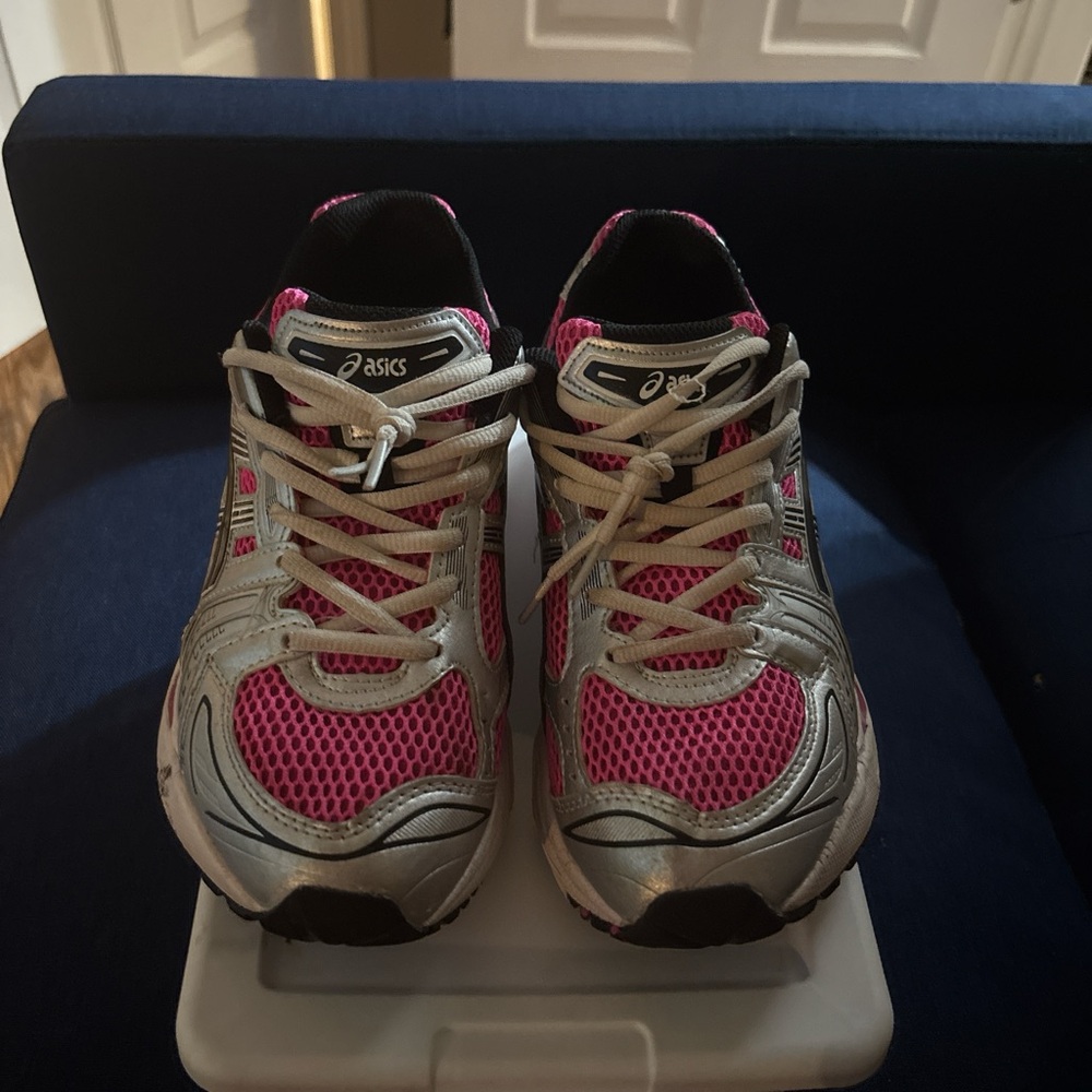 ASICS Pink and Silver Running Shoes